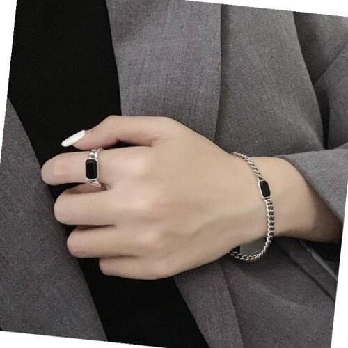 New tank black agate chain bracelet female INS small crowd design simple cold wind retro all-match jewelry