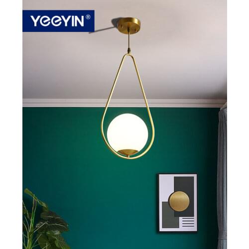 YEEYIN Pendant Lights Modern Simple Full Copper Living Room Lamp Spherical Type Bedroom Water drop design Pendant Lamp 220V