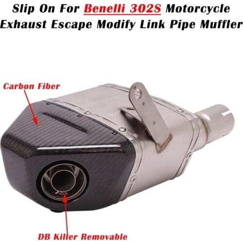 Slip On For Benelli 302S Motorcycle Yoshimura Exhaust Escape Modify Link Pipe Muffler Carbon Fiber DB Killer stainless steel