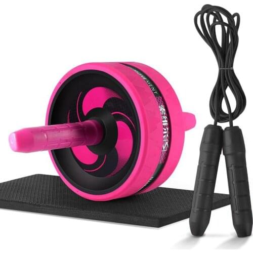 Gym Equipment 2 in 1 Ab Roller&Jump Rope No Noise Abdominal Wheel Ab Roller with Mat for Exercise Fitness Body Building Home Gym