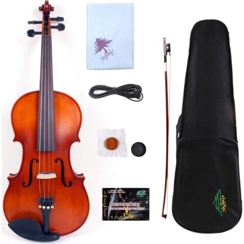 Yinfente Electric Silent Violin 4/4 Maple+Spruce Hand-made Sweet Tone Free Case+bow