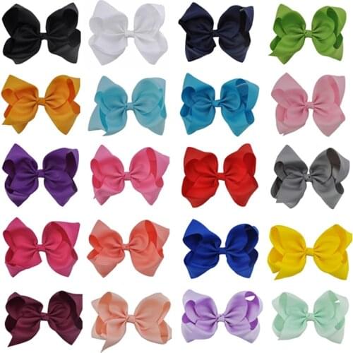 20 Pcs/Lot 8" Large Grosgrain Ribbon Hair Clips Hairpins Barrette Bowknot Headwear Solid Children Hair Bow For Girls Hairbow