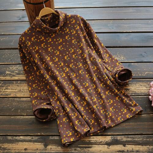 6942 New autumn Women Blouse Literary vintage Floral Print Loose Long Sleeve Shirt Tops Women