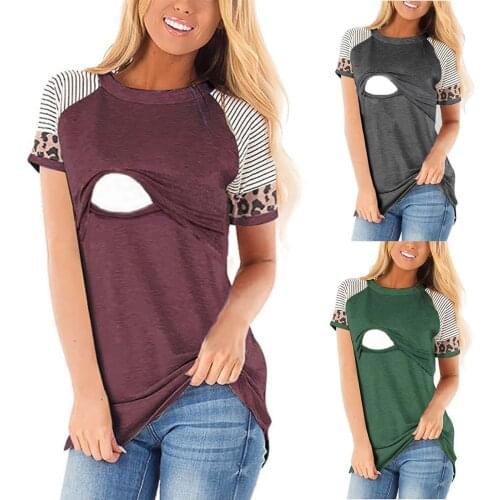 Womens Pregnancy Top Casual Leopard Print Splicing False Maternity Summer T-shirt Tops Vestidos Clothes For Pregnant 2021#l