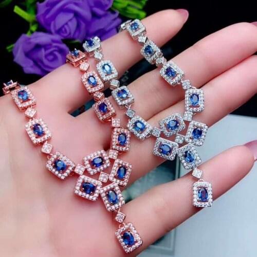 100% Natural And Real Sapphire pendant Necklace Natural real sapphire 925 sterling silver Pandant