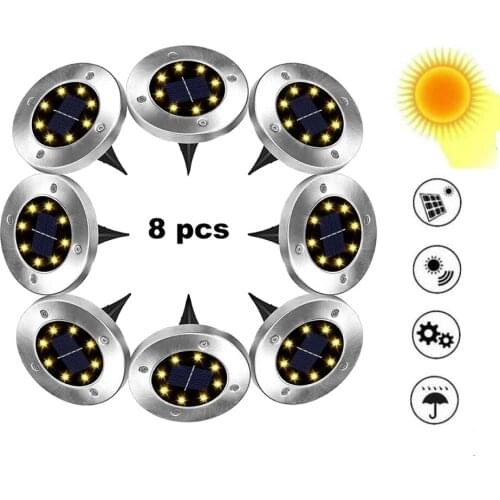 2-8pcs 8 led Solar Powered Ground Light Waterproof Garden Pathway Deck Lights With Lamp for Yard Driveway Lawn Solar energy lamp