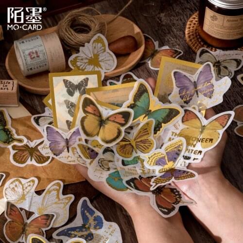 60Sheets/Pack Kawaii Cute Butterfly Flower Gold Diary Planner Stickers Scrapbooking School Office Supplies Bullet Journal sl3012