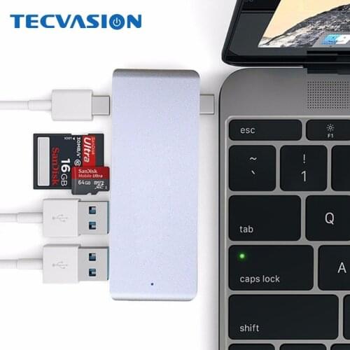 Aluminum USB-C USB 3.1 Hub Type C Hub 3.0 Splitter Adapter TF Micro SD Card Reader for Macbook Air Pro 2015 2016
