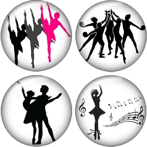 Love Dancing Ballet 10pcs mixed 12mm/16mm/18mm/25mm Round photo glass cabochon demo flat back Making findings ZB0407