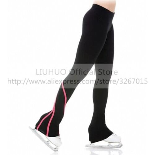 LIUHUO Figure Ice Skating Pants Costume Trousers Adult Child Training Tights Competition Color Stripes Dress Dance Fleece Kids