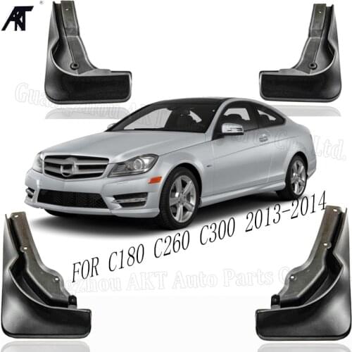 Black Front &Rear Mud Fender Flaps Splash Guard Mudflaps Mudguard Cover Trim For Mercedes Benz C Class C180 C260 C300 2013 2014