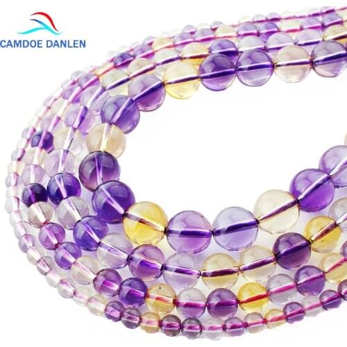 CAMDOE DANLEN Nature Rock Crystal Topazs Amethysts Mix Loose Beads 4/6/8/10/12MM DIY Make UP Beads For Fashion Jewelry Making
