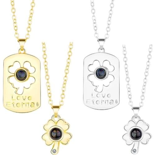 72XE Female Clavicle Chain Simple Temperament Lucky Four-leaf Clover Jewelry Tanabata Valentines Day Gift for Men and Women