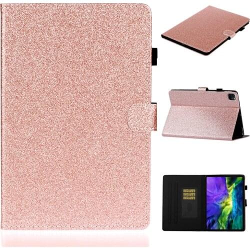 For iPad Pro 11 Case 2020 Bling Glitter Flip Wallet Stand Tablet Cover For iPad Pro 11 2020 Case Coque Funda Rose gold