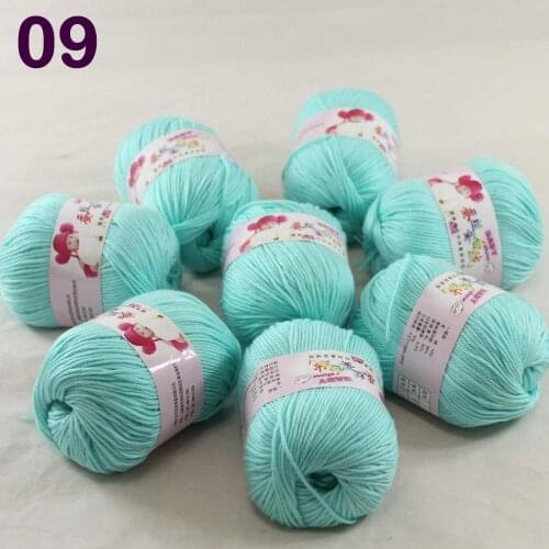 Color Optional 8 ballsX50g Cashmere Silk Velvet Children Hand Kintting Yarn Seafoam 18-09-8