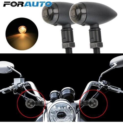 FORAUTO DC 12V 2Pcs/set Indicators Lights Cafe Racer Motorcycle Bullet Turn Signals Tail Light Blinker Lamp For Cruiser Chopper