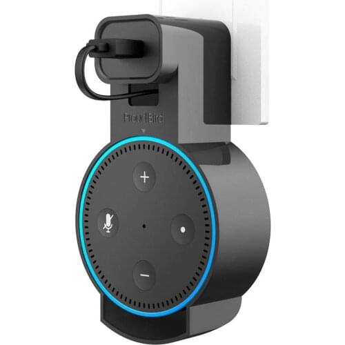 GGMM Wall Mount Stand Holder For Amazon Alexa Echo Dot 2rd Gen Portable Mini Outlet Hanger For Smart Speaker Bracket Case Stand Base For Home Speaker Assistant Black