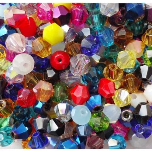 R3fle 1000Pcs Bicone Faceted loose Glass Beads 4mm Black White AB Clear Colored Mixed For Jewelry Making Spacer crystal