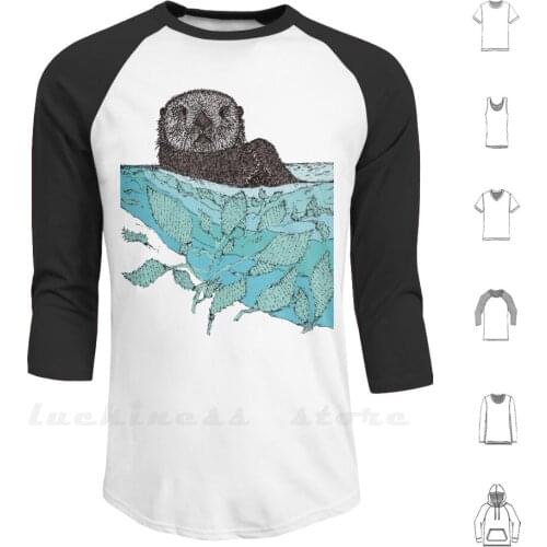 Sea Otter Sketch Color Hoodie Long Sleeve Sea Otter Sea Otters Animal Animals Nature Maritime Marine Marine Life Ocean