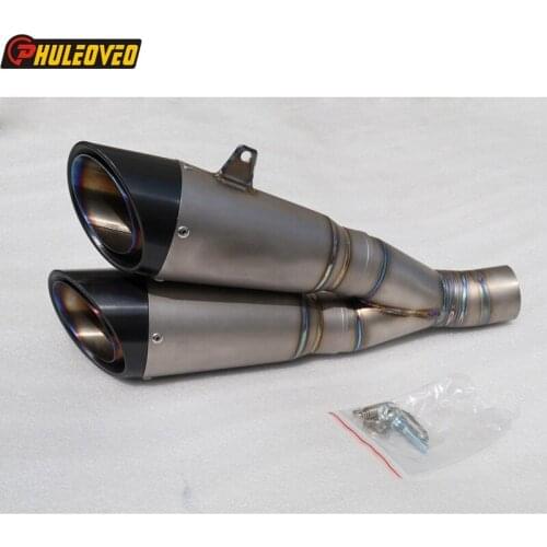New Inlet 58mm Motorcycle Exhaust Pipe Muffler Set for Ducati Diavel Titanium Alloy Motorbike Dual Exhaust Pipe Escape Link Pipe