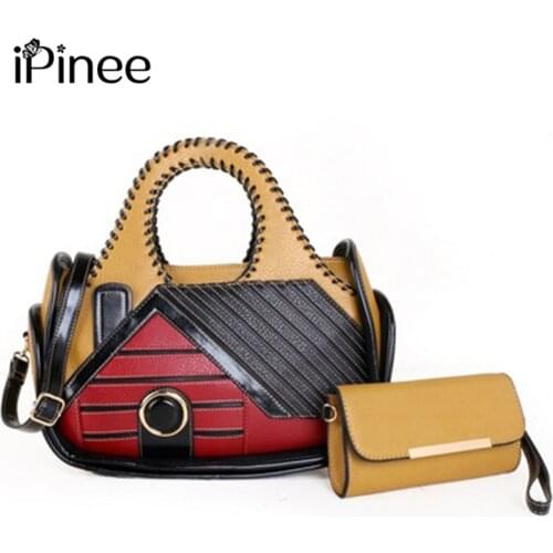 IPinee 2pcs/Set Leather Casual Tote Bag Vintage Women Bags Luxury Handbags for Women 2021 Designer Big Shoulder Bag