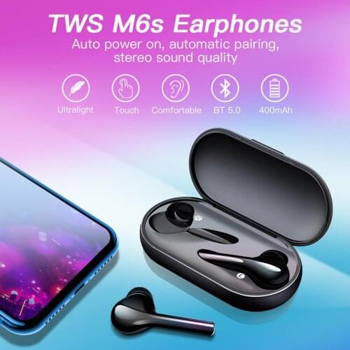 M6s TWS Bluetooth 5.0 Wireless Earphone Sport Headsets Touch Control Handsfree Ear Phones Earbud Earphones Case With Mic