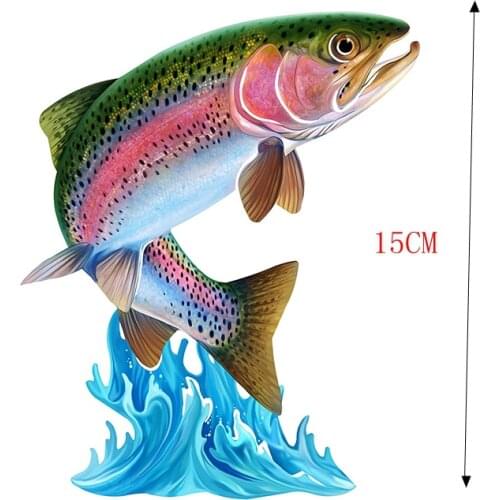 LLY-0443 Personality Car Stickers Cool Jumping Northern Pike 3D Fish Modeling Decal PVC Cars Bike Motorcycle Waterproof Decals