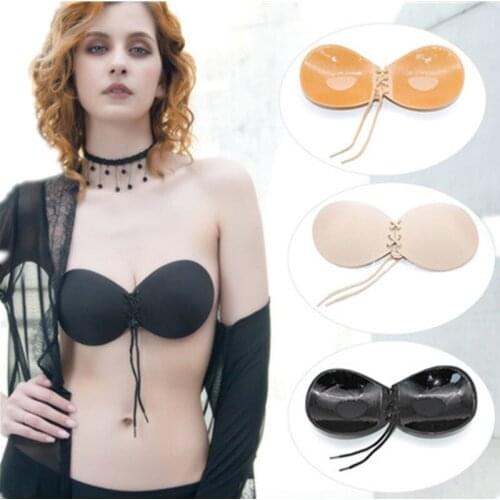 4 Sizes Invisible Beach Wedding Strapless Self-Adhesive Breathable Gel Nylon Fabric Push Up Silicone Bra Nipple Cover