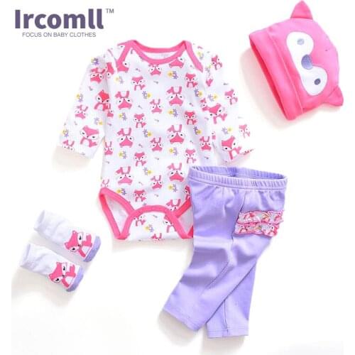 Infant Baby Clothing Sets 100% Cotton Cute 4 Piece Sets Clothes For Female Newborns Baby Girl Boy Clothes Outfit