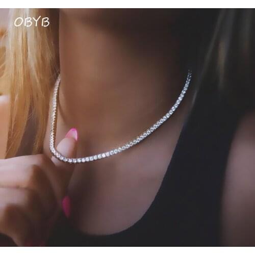 2021 New Fashion 1 Row Rhinestone Mens Hip Hop Necklace Rap Singer Necklace Ice Tennis Chain Necklace Shiny Women Necklace Gift