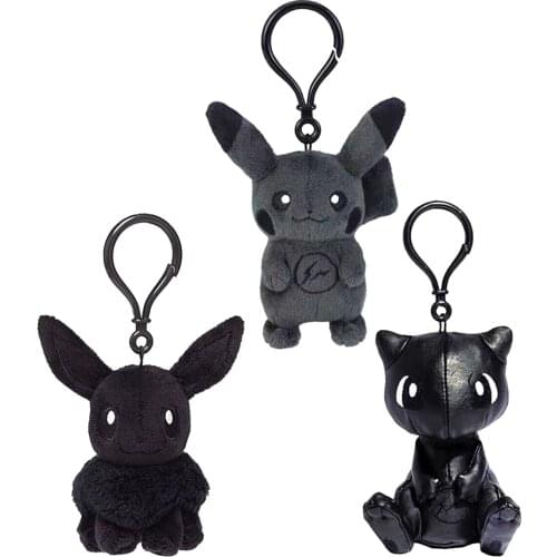 Pokemon Black Pikachu Eevee Mew plush Pendant Dark Elf doll Stuffed toy Bag Decorations Keychain kids Christmas Gift