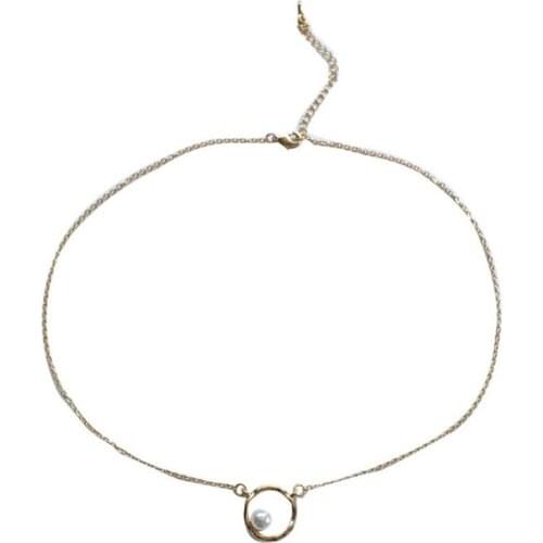 Simple Design Geometric Round Necklace for Women Elegant Pearl Clavicle Gold Necklace Fashion Female Party Jewelry
