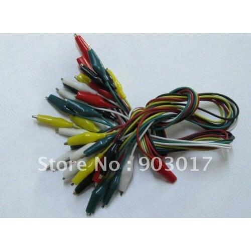 S 27mm Alligator Test Clip Lead line cable 5 colors 50cm Long White & Black & Red & Yellow & Green 10 set per Lot