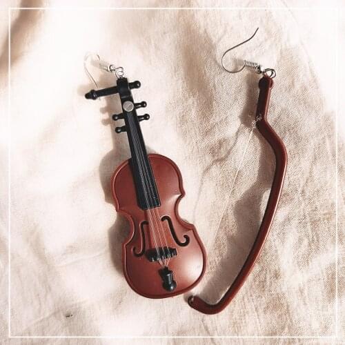 New Creative Funny Violin Dangle Earrings for Women Vintage Geometric Musical Long Drop Earrings Fashion Jewelry Party Gifts