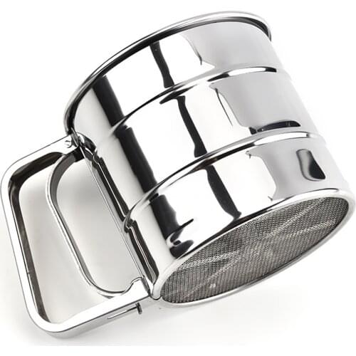 Hand Crank Scale Sieve Cup Screen Mesh Powder Flour Colander Sieve Stainless Steel Flour Sifter Sifting Flour Sugar Tool