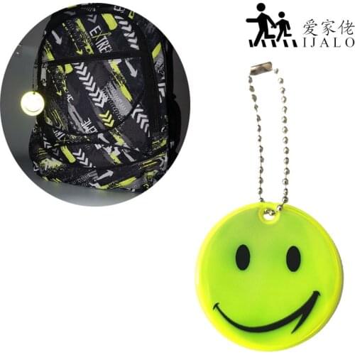 5CM Reflective smile face Keychains pendant charm bag accessories gift key rings reflective film for traffic safety