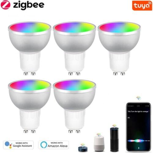 Tuya Zigbee Smart Light Bulb Gu10 LED Lamp RGBCW Work With Alexa/Google Home Dimmable Timer Function LED Bulb Smart Home