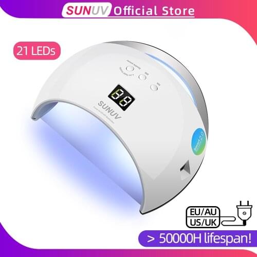 SUNUV SUN6 Smart Lamp Nail LED UV Lamp Dryer Metal Bottom LCD Timer Multicolors for Curing UV Gel Polish Nail Art Tools
