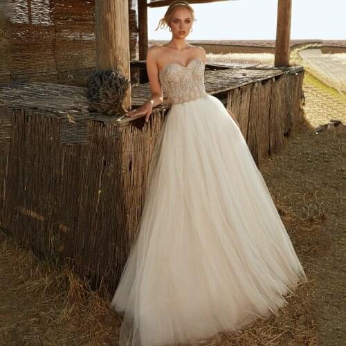 Eightree Boho Beach Wedding Dress Vintage Strapless Bridal Dresses Beading Appliques Wedding Gown Vestido De Novia Custom Made