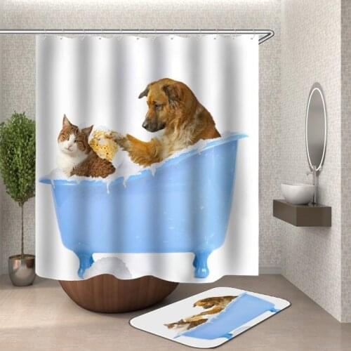Curtains Bath Curtain Home Decor Waterproof Shower Curtain Cat Dog 3d Bathroom Curtain or Mat Curtains Curtain for Bathroom
