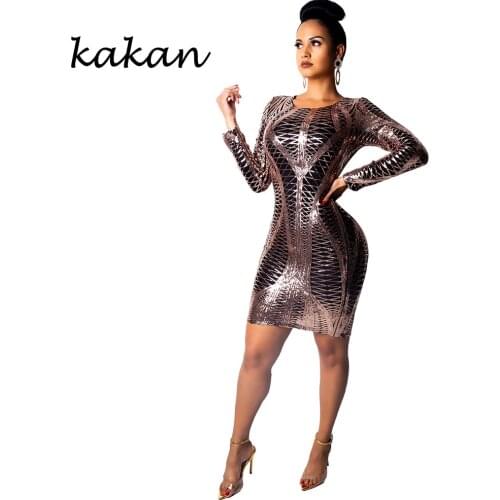 Kakan 2019 new womens sequin dress nightclub sexy sequin dress club party dress