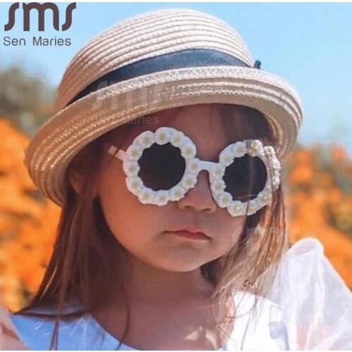 2021 Children Cute Cartoon Flower Heart Sunglasses Kids Round Glasses Baby Fashion Colors Sunglasses Boys Girls Eyewear