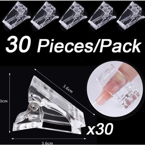 30 Pieces/Pack Nail Clips For Nail Extension Fixed Clip Clear Gel Nail Forms Quick Building Finger Nail Extended Mold Nail Clamp