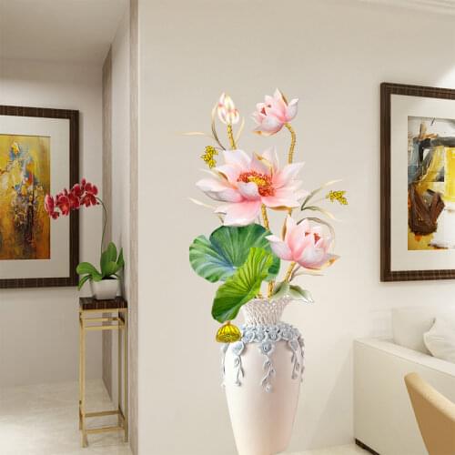 61*125cm Flower Wall Sticker Vase Cover Fridge Door Stickers Teenager Room Decor Aesthetic Wall Decoration 3D Wallpaper Poster