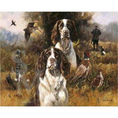 Full Drill 5D Diy Diamond Painting English Springer Spaniel Hunter Diamond Embroidery Round Cross Stitch Diamond Mosaic N1510