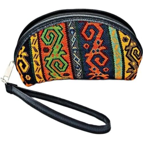 ​Authentic Anatolian Traditional Turkish Motifs and Figures Shell Handbag Zipper Coin Wallet From Premium Fabric