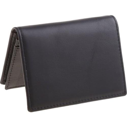 Men Black Leather Expandable Credit Card ID Business Cards Holder Wallet Case U4LF