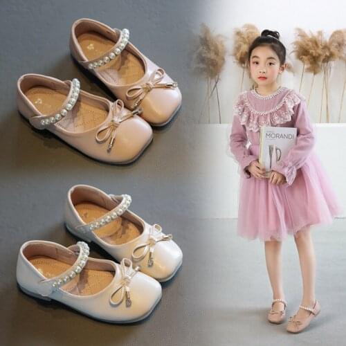 Kids Fashion Beaded Bow Party Big Girls Shoes Princess Elegant ChildrenS Leather Shoe For School 3 4 5 6 7 8 9 10 11 12 Years