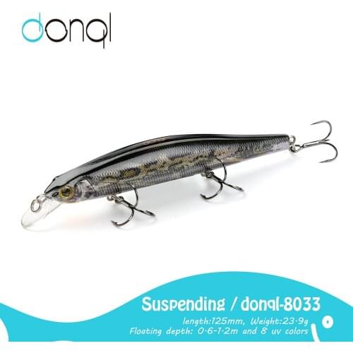 DONQL 1PC 125mm 23.9g Minnow Fishing Lures Crank Wobbler Artificial Bait Tackle Floating 3D Eyes ABS Hard Bait