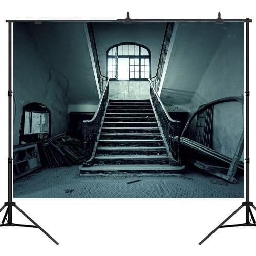 Lyavshi Old Wooden Stairway Photography Backdrop Horror Interior Scary Halloween Photo background Studio Props Vinyl Banner